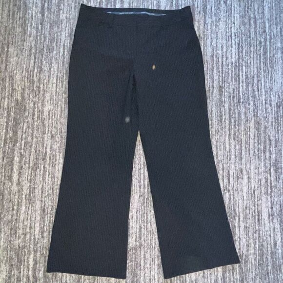 Express Design Studio Editor Womens Dress Pants Size 8 Black Pin Stripe Wide Leg - Picture 1 of 11